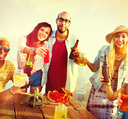 Diverse People Friends Hanging Out Drinking Concept