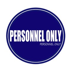 PERSONNEL ONLY white stamp text on blue