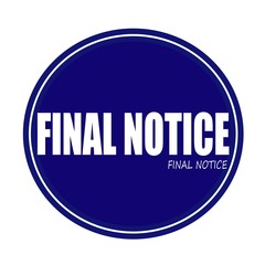 FINAL NOTICE white stamp text on blue