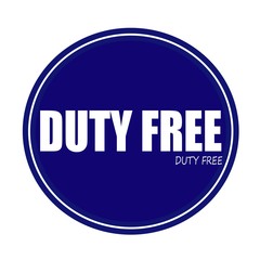 DUTY FREE white stamp text on blue