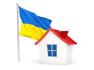 House with flag of ukraine