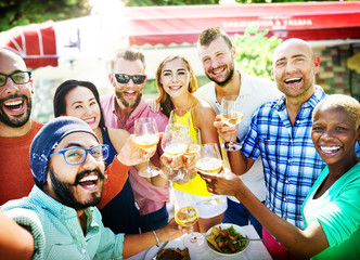 Diverse People Luncheon Outdoors Food Concept