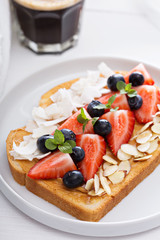 Toast with almond butter and toppings
