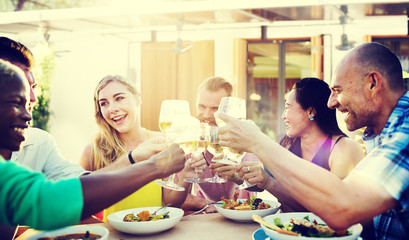 Diverse People Friends Hanging Out Drinking Concept