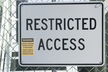 Restricted Access Sign at Asbestos Building
