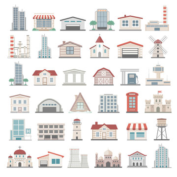 Flat Icons - Buildings