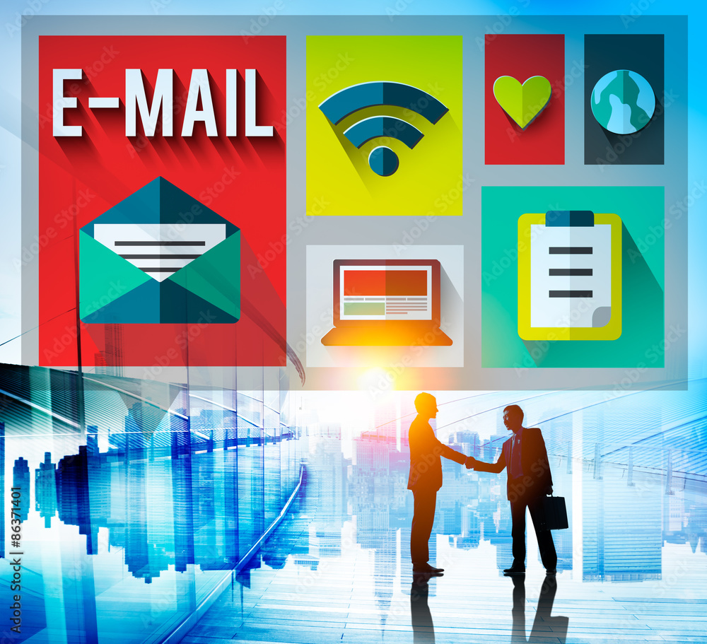 Poster email message send connection communication concept