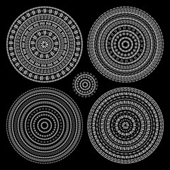Hand drawn Circular pattern. Mandala set.