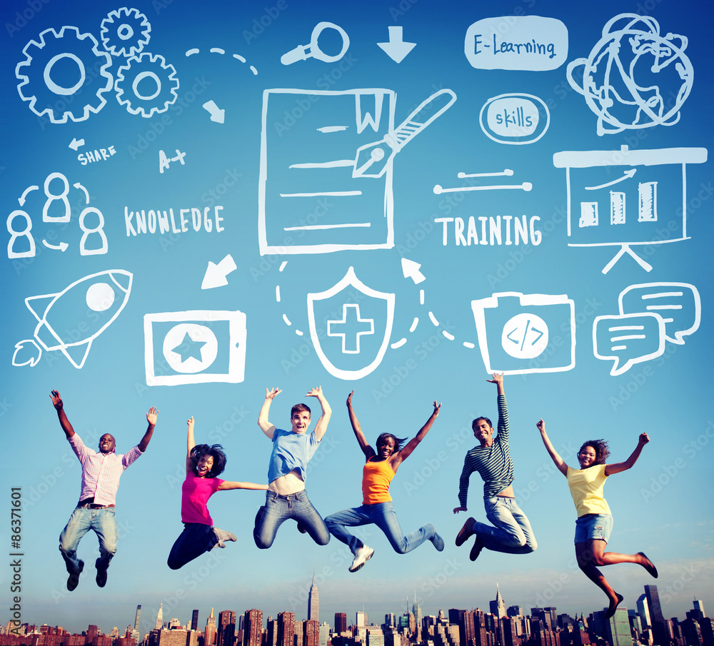 Poster knowledge training e-learning skills start up launch concept