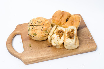 bread  cut on wooden  board