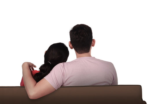 Asian Couple From Back On Couch