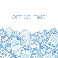 Stressful in office with too many stack of papers, overload of