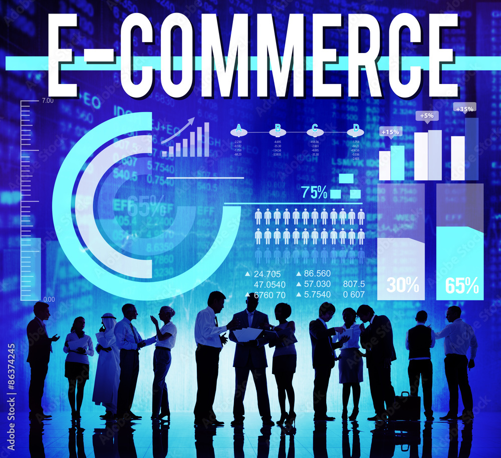 Aufkleber e-commerce networking global communication website concept