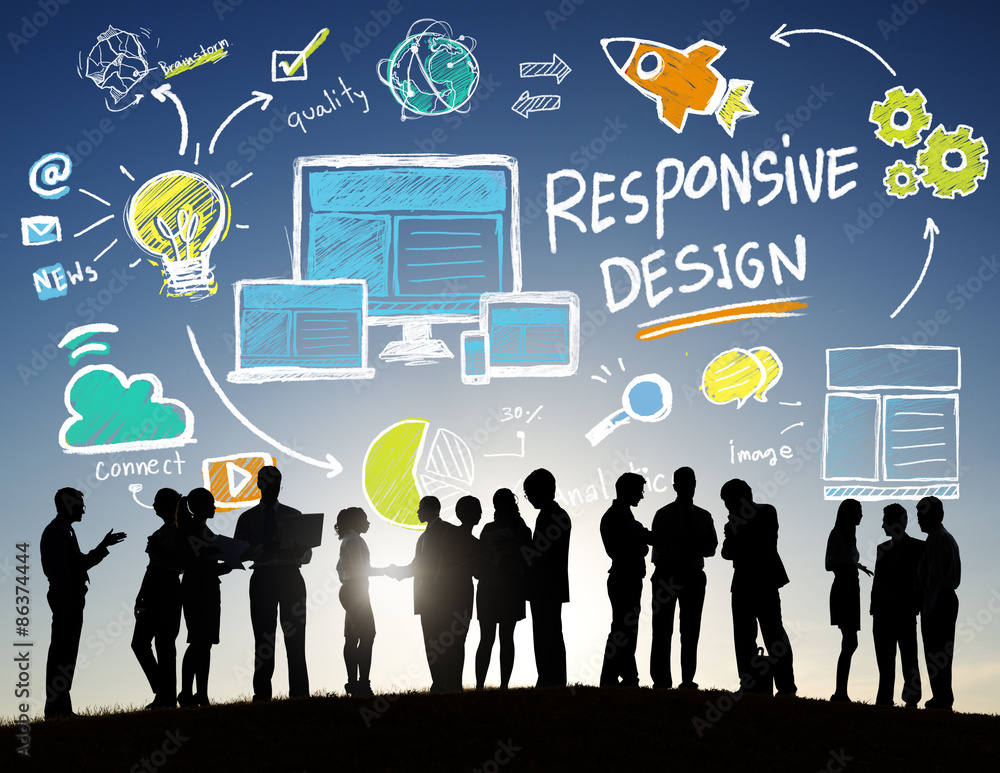 Poster responsive design internet web online business communication con