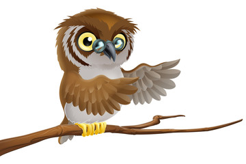 Cartoon owl wearing glasses