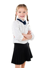 Portrait of smiling schoolgirl isolated