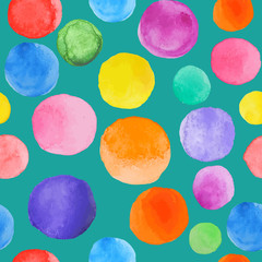 Vector watercolor circles seamless pattern. Round shapes seamless ornament.  © Nata789
