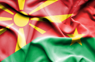 Waving flag of Burkina Faso and Macedonia