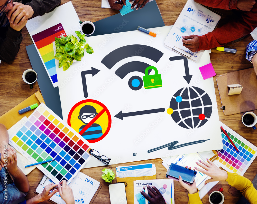 Aufkleber internet security data protection networking firewall concept