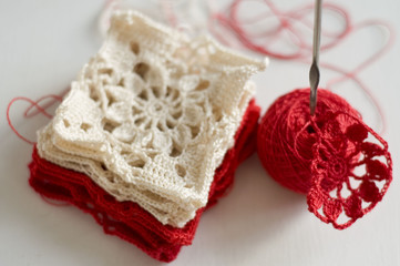 Fototapeta na wymiar Crocheted pattern - grandma's square