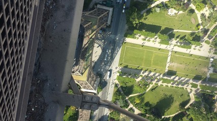 Aerial of Paris Beneath Eiffel Tower