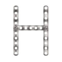 Letter H made from metall construktor.
