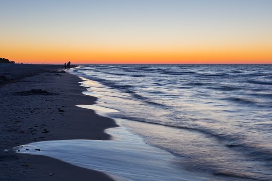 Baltic sea shore after sunset