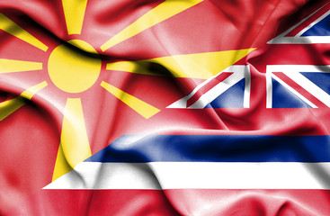 Waving flag of Hawaii and Macedonia