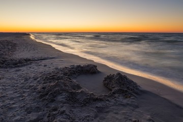 Baltic sea shore after sunset