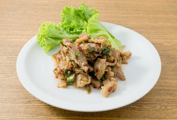 Spicy Grilled Beef Salad on White Dish