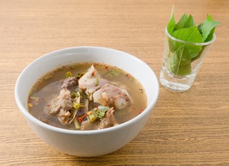 Thai Spicy Beef Entrails Soup with Basil