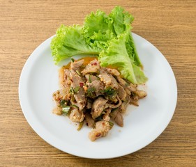 Spicy Grilled Beef Salad on White Dish