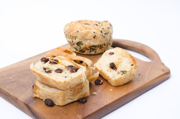 fresh home made raisin bread