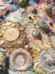 Background made of beautiful jewelry and chinaware