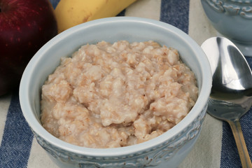 breakfast porridge in a ceramic bowl vintage