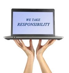 Notebook showing "we take responsibility"