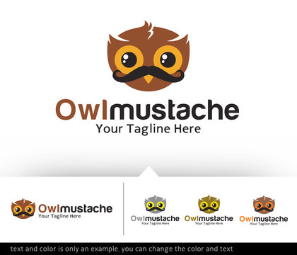 Owl Mustache Logo Design Template - vector