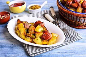 Potatoes with sausages