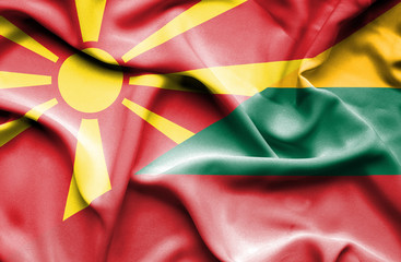 Waving flag of Lithuania and Macedonia