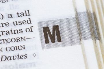 letter M in dictionary