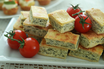 Homemade Ricotta cheese and spinach pie slice