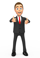 businessman raised two fingers up