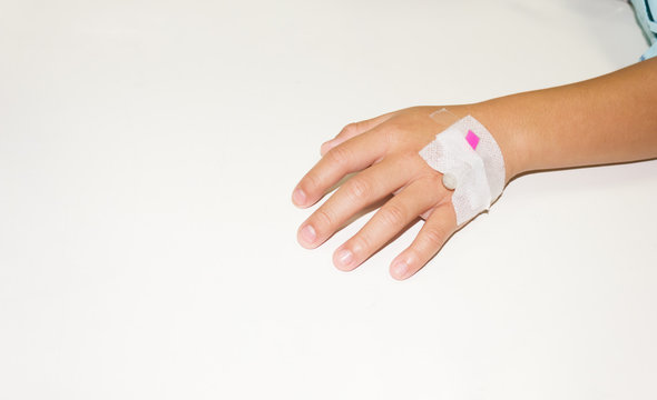 Saline needle in the arm patients