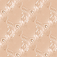 Decorative floral beige seamless texture.