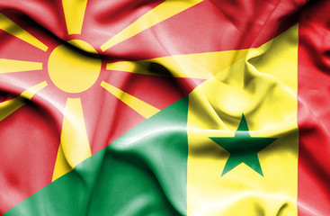 Waving flag of Senegal and Macedonia