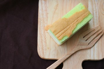 Pandan cake with cream