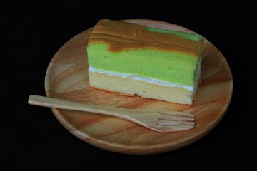 Pandan cake with cream