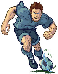 Tough Soccer Player Dribbling Vector Illustration