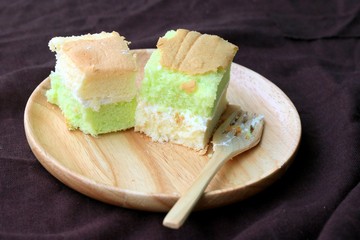 Pandan cake with cream