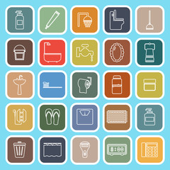 Bathroom line flat icons on light blue background